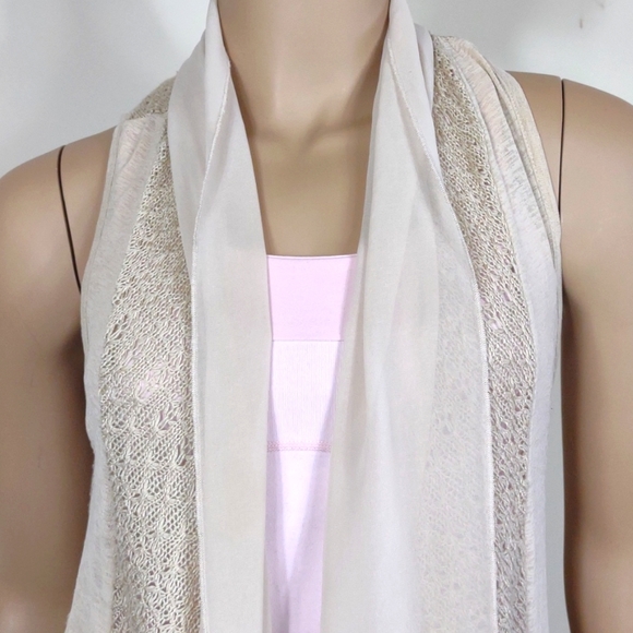 I Jeans by Buffalo Medium Cream waterfall style sheer & knit open Cardigan - Picture 4 of 12